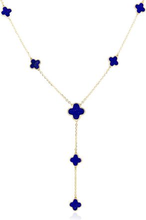 The Lovery Lapis Clover Station Lariat Necklace