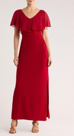 Connected Flutter Sleeve V-Neck Dress in Crimson at Nordstrom Rack, Size 10