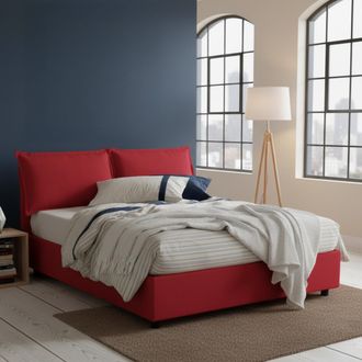 Dmora Dmora - Cama Matrimonial Dabdelli, Cama Contenedor Con Revestimiento De Tela, 100% Made In Italy, Apertura Frontal, Adecuado Para Colch&oacute;n Cm 160x200, 