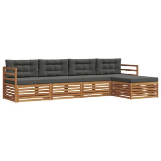vidaXL Conjunto De Sof&aacute;s De Exterior 5 Pcs Natural Y Antracita Vidaxl