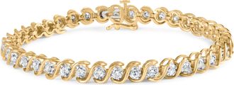 House of Brilliance 10K Yellow Gold 3 cttw Round-Cut Diamond Spiral Link 7.50 Bracelet