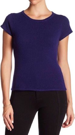 Premise Cashmere Short Sleeve Crew Neck Sweater In Purple
