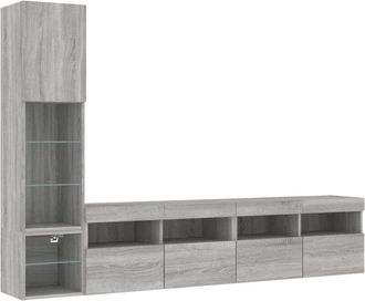 vidaXL Vidaxl - 4 Piece tv Wall Units with led Grey Sonoma Engineered Wood