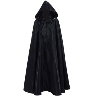 Generic Gothic Summer Dress Womens and Mens Halloween Costume Medieval Cloak Cloak Role Play Performance Costume Cosplay Kids Costume (Black, S)