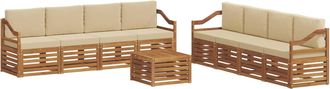 vidaXL Conjunto De Sof&aacute;s De Exterior 9 Uds. Natural Y Beige Vidaxl