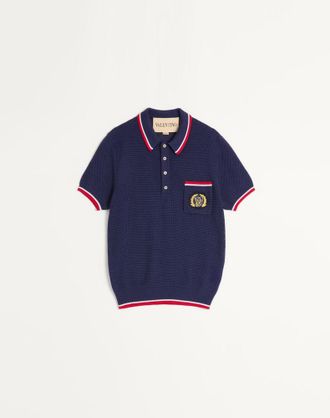 Valentino Polo In Cotone Con Patch Vg Uomo BLU XXL