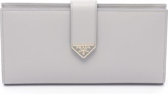 Prada Gray Leather Long Wallet (Bi-Fold) (Pre-Owned)