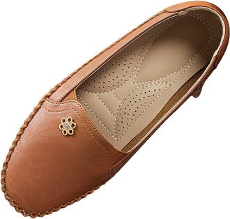 Generic Womens Loafers & Moccasins Casual Shoes for Women Casual Heels Shoes for Leather Comfortable Lightweight Work Driving Wide Width Loafer (Brown,6.5)