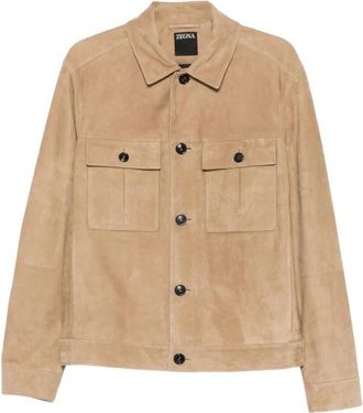 Ermenegildo Zegna Leather Outerwear Zegna - Heren - Leren en Su&egrave;de Jassen - Beige - XL - Leer - Jassen