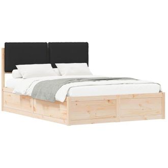 vidaXL Estructura De Cama Con Cabecera Tapizada Negro 140 X 200 Cm Vidaxl