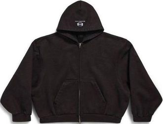 Balenciaga (WMNS) Balenciaga Unity Sports Icon Boxy Zip-up Hoodie Large Fit Black 787354TQVD59034