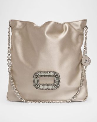 Roger Vivier Mini Crystal Buckle Satin Pouch Bag