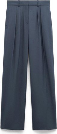 Mango Pleated Straight Leg Suit Pants in Blue at Nordstrom, Size 10