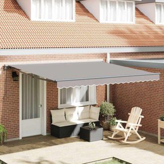 vidaXL Toldo Retr&aacute;ctil Manual Gris Claro 400x300 Cm Tela Vidaxl