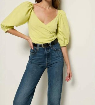 Nation Ltd Marie Lou Peasant Top In Citrus Yellow