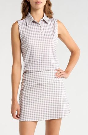 Rhone Court Gingham Sleeveless Polo in Purple Smoke Gingham at Nordstrom, Size Xx-Large
