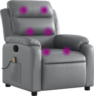 vidaXL Vidaxl - Sill&oacute;n De Masaje Reclinable Cuero Sint&eacute;tico Gris