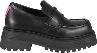 3Juin Leather Loafers With Fuchsia Detail And Raised Sole