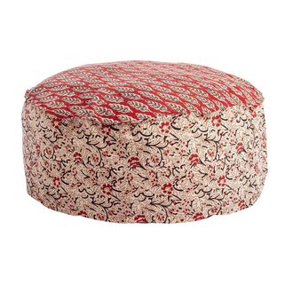 BIZZOTTO Red Lorient pouf with leaf flower d65x25