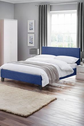 Julian Bowen Rialto Upholstered Bed in Blue | Size: Double