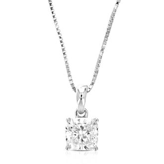 Vir Jewels 1 cttw Cushion Lab Grown Diamond Solitaire Pendant Necklace in 14K Gold with Chain For Women