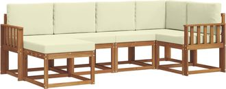 vidaXL Conjunto De Sof&aacute;s De Exterior 6 Uds. Natural Y Crema Vidaxl