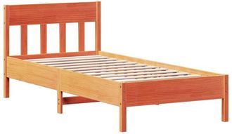 vidaXL Cama Sin Colch&oacute;n Madera Maciza De Pino Marr&oacute;n Cera 100x200 Cm Vidaxl