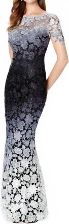 Montage by Mon Cheri Ombre Lace Mother Of The Bride Gown In Black/gray/white