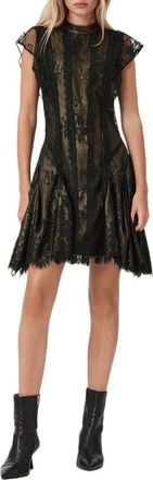 AllSaints Fleur Lace Minidress in Metallic Gold at Nordstrom, Size 12 Us
