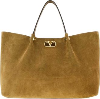 Valentino Garavani Brown Suede Large Tote