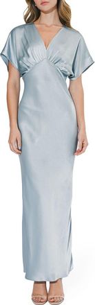Adelyn Rae Dolman Sleeve Satin Cocktail Dress in Ice Blue at Nordstrom, Size Small