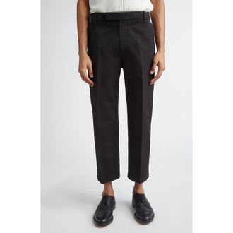 Thom Browne Cotton Twill Crop Chinos in Black at Nordstrom, Size 0