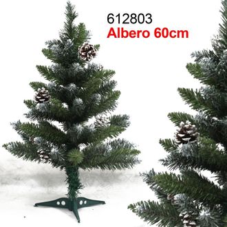 Trade Shop Trade Shop - Albero Di Natale 60 Cm Verde Effetto Innevato Con Pigne Decorazioni Addobbi