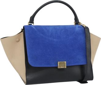 Celine Trapeze Leather With Suede Blue Leather Handbag (Pre-Owned)