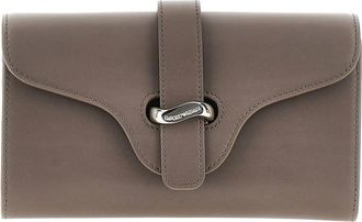 Emporio Armani Leren clutch met ketting - Dames - Tassen - Grijs - Maat: ONE Size Leer