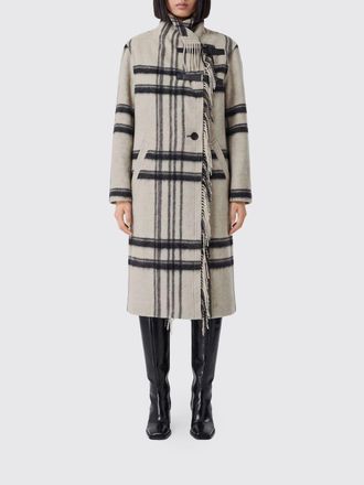 Isabel Marant Single-Breasted Check Wool-Blend Coat with Fringes