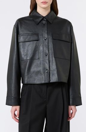 Max Mara Piovra Leather Jacket in Black at Nordstrom, Size 12
