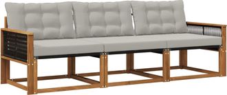 vidaXL Conjunto De Sof&aacute;s De Exterior 3 Uds. Natural Y Gris Claro Vidaxl