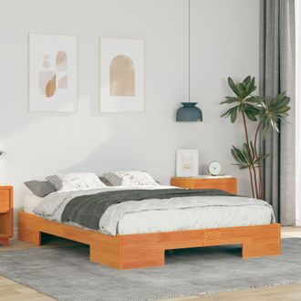Berkfield Home Floor Bed Frame with Storage Brown 120 x 200 cm Solid pine wood