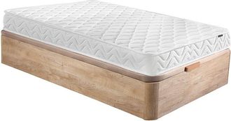 Vente-Unique Conjunto de canap&eacute; abatible de madera natural claro + colch&oacute;n viscoel&aacute;stico de 15 cm de grosor - PELOPS de Ysm&eacute;e