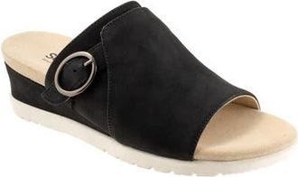 Softwalk Newberry Platform Wedge Slide Sandal in Black Nubuck at Nordstrom, Size 10.5