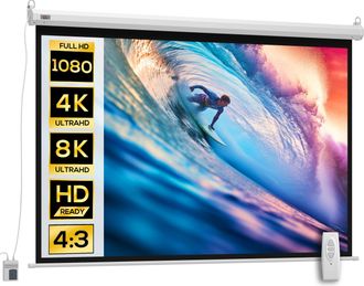 HOMCOM Homcom - Pantalla Del Proyector El&eacute;ctrica Port&aacute;til Universal 84 4:3 Con Control Remoto