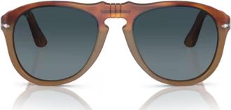 Persol Havana 0649 Geometric Acetate Sunglasses