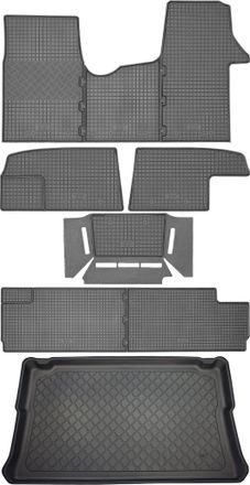 OEM Opel Vivaro B Tour Van (5 Puertas) De 09.2014 A 02.2019 Set - Alfombrillas De Goma Para Coche + Alfombrilla Para Maletero