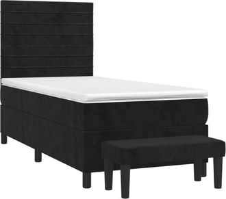 vidaXL Cama Box Spring Con Colch&oacute;n Terciopelo Negro 100x200 Cm Vidaxl