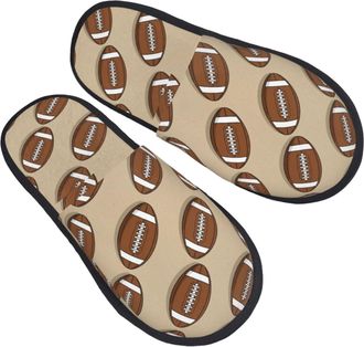 Generic Plush Cotton Slipper Football House Slipper Soft Spa Slippers for Indoor Travel Hotels M