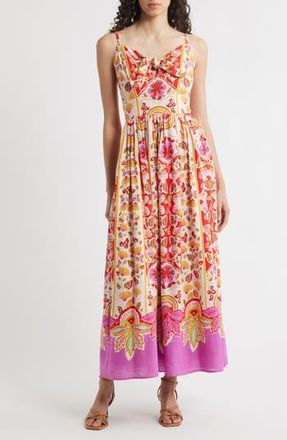 Halogen Floral Tie Front Maxi Sundress in Purple Orchid at Nordstrom Rack, Size X-Large