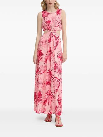 Liu Jo Maxi-jurk met bladerprint en uitgesneden details - Roze