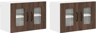 vidaXL Kitchen Wall Cabinet with Shelf 2 pcs Brown Oak 60 x 31 x 40 cm vidaXL