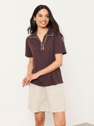 Fat Face FatFace Paige Chocolate Brown Short Sleeve Jersey Shirt
